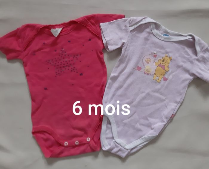 lot de 2 bodies manches courtes fille - étoiles, Winnie l'ourson - absorba, Disney - 6 mois