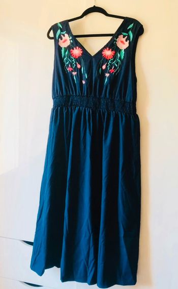 Robe longue maxi fleurie SHEIN 1XL bleu marine