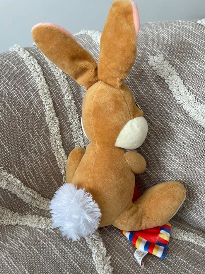 Peluche doudou mouchoir 30cm Disney bambi miss bunny lapin marron jaune et rouge parfait état - photo numéro 5