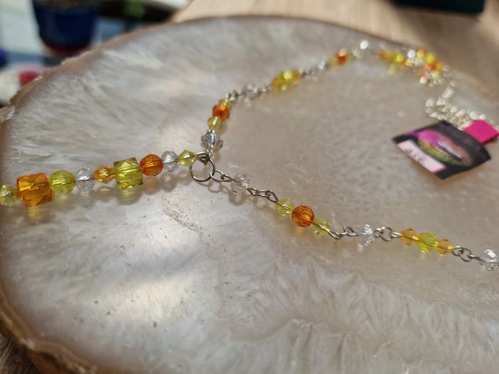 Collier Sautoir Argenté Orange Jaune - photo numéro 11