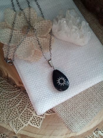 Collier réversible pierre d'obsidienne noire 🖤.