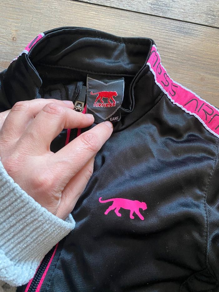 Ensemble fille Airness survêtement 6 ans noir et rose - photo numéro 4