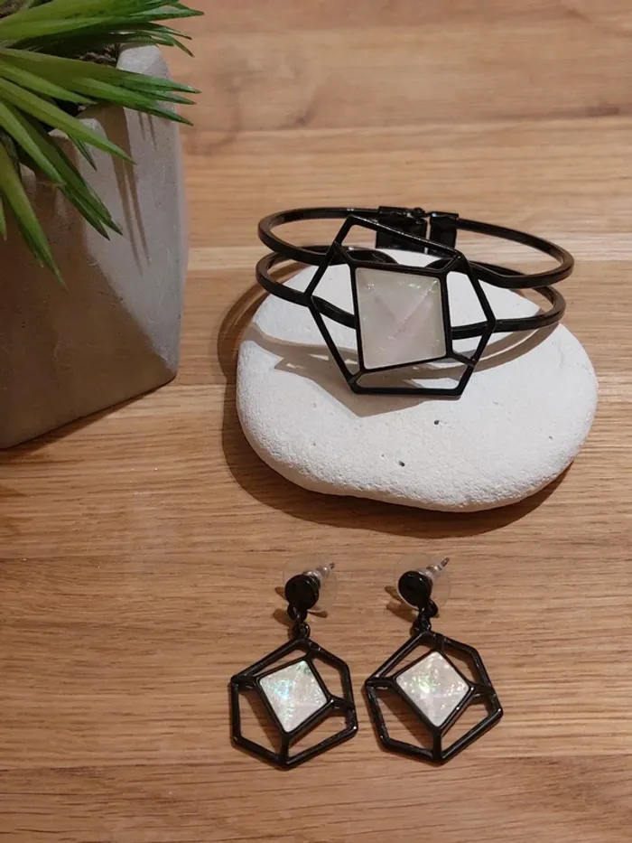 Parrure de bijoux acier noir 🎁🥳