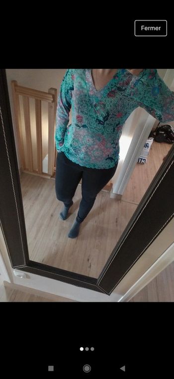 Joli haut manches longues taille L ms mode bleu turquoise rose