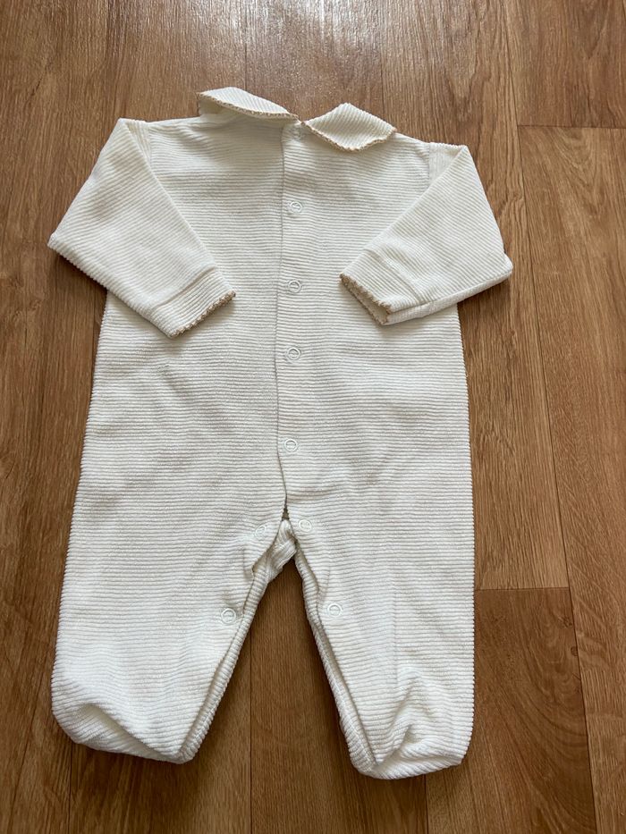 Pyjama velours crème bébé 1M - photo numéro 2