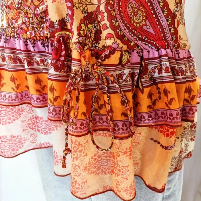 Top dos nu boho Mango imprimé multicolore volants – taille S - photo numéro 6