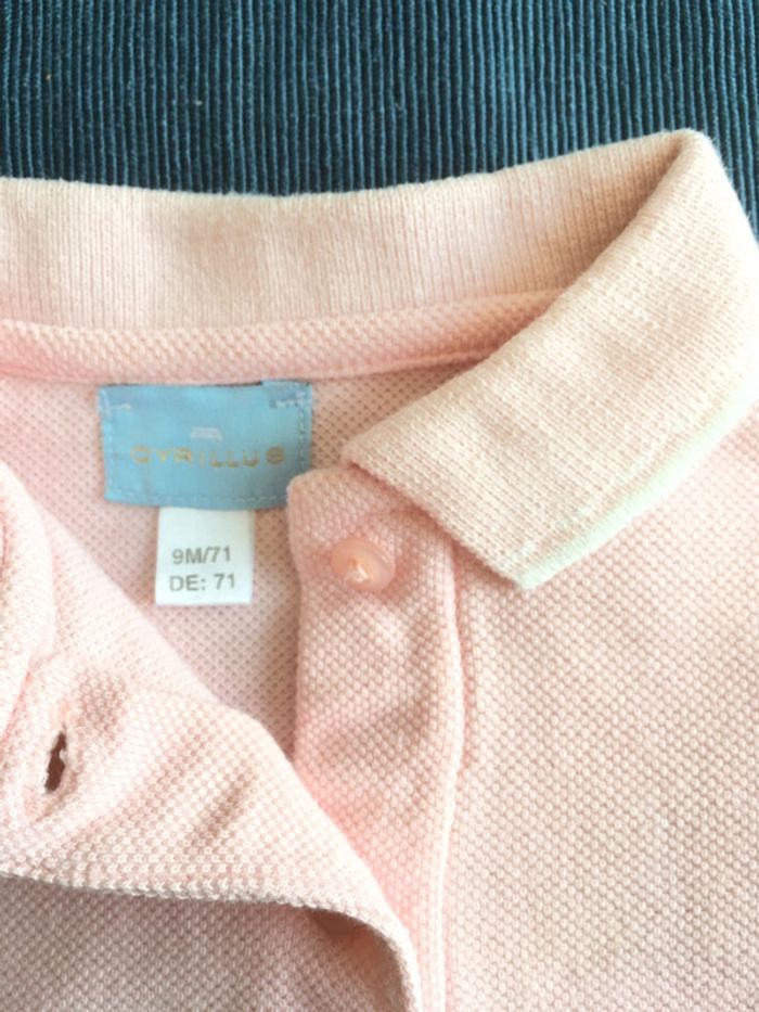 Polo rose et blanc Cyrillus 9 mois. - photo numéro 2