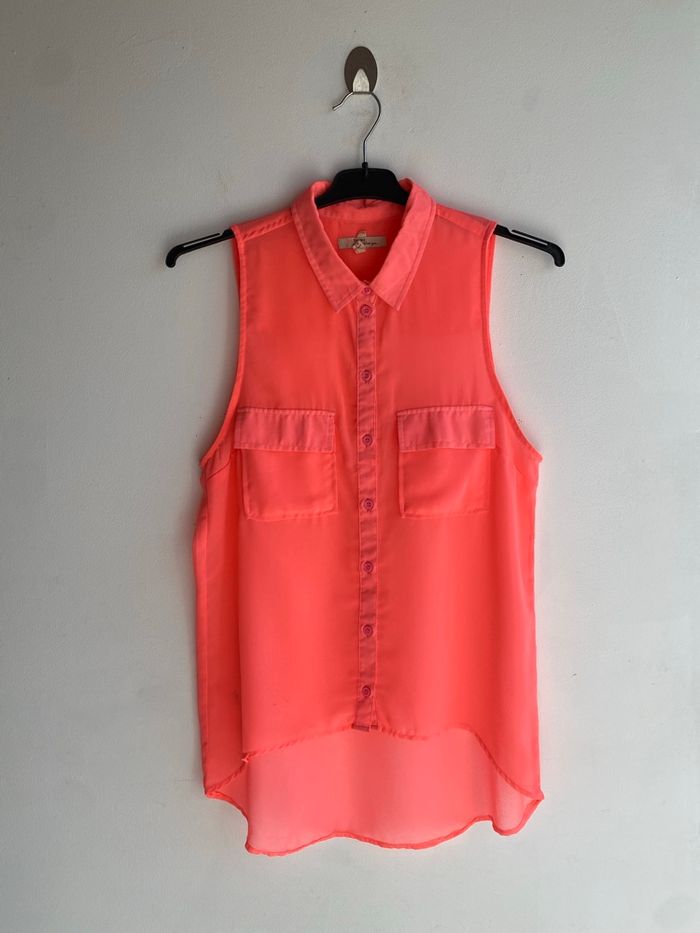 Chemise en tulle rose corail Bershka