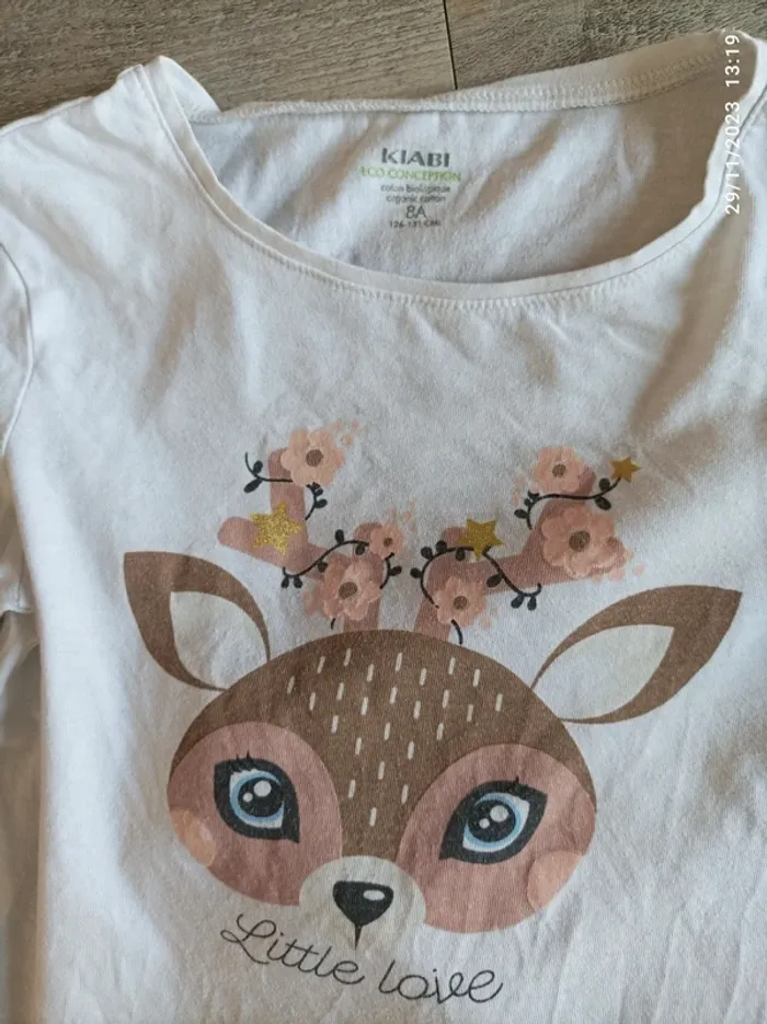 Lot 2 t-shirts manches longues 8 ans blancs - photo numéro 4