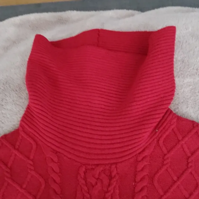 Pull col roulé rouge type tricot - photo numéro 2