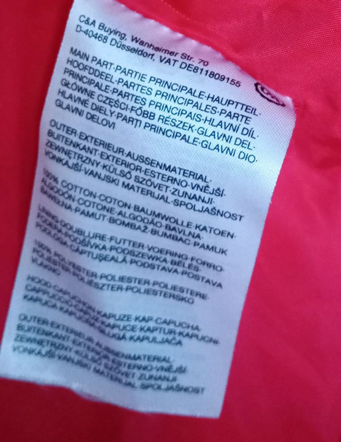 Manteau rouge C&A 110 cm - photo numéro 6