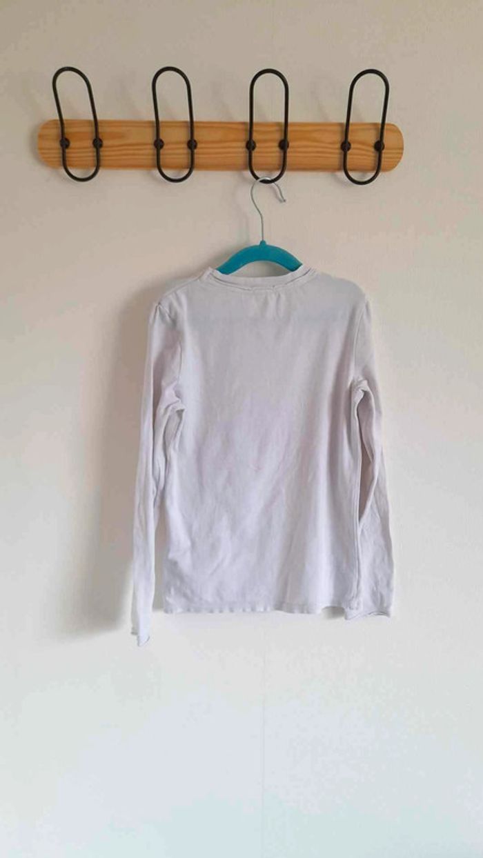 Tee-shirt blanc manches longues Okaïdi 10 ans - photo numéro 3