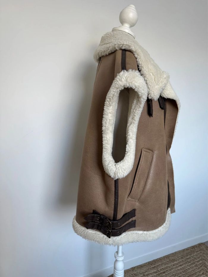 Veste vest manches Zara mouton polaire abrigo bombardier Chaleco borregito Weste mit Teddyfell - photo numéro 2