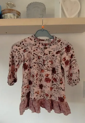 Tunique Zara fille fleurie vieux rose