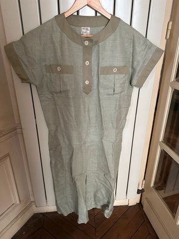 Robe vintage Celine 42 lin verte kaki