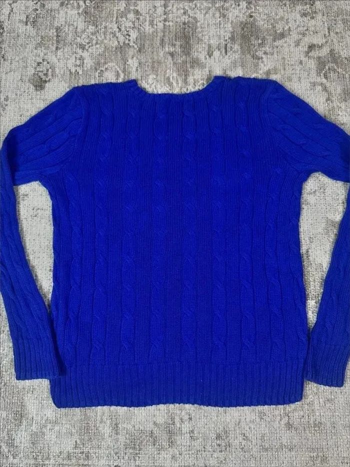 Pull col en V ralph lauren bleu logo brodé rouge taille L 665E - photo numéro 4