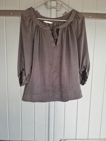 Blouse noire manches 3/4 avec noeud