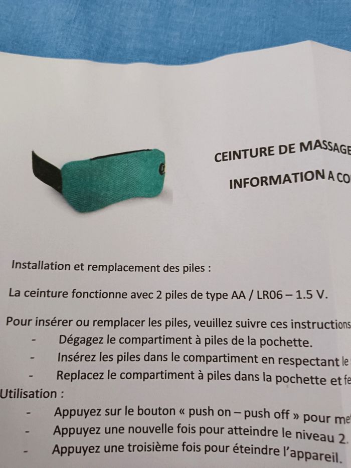 Ceinture de massage vibrante notice fournie neuf - photo numéro 5