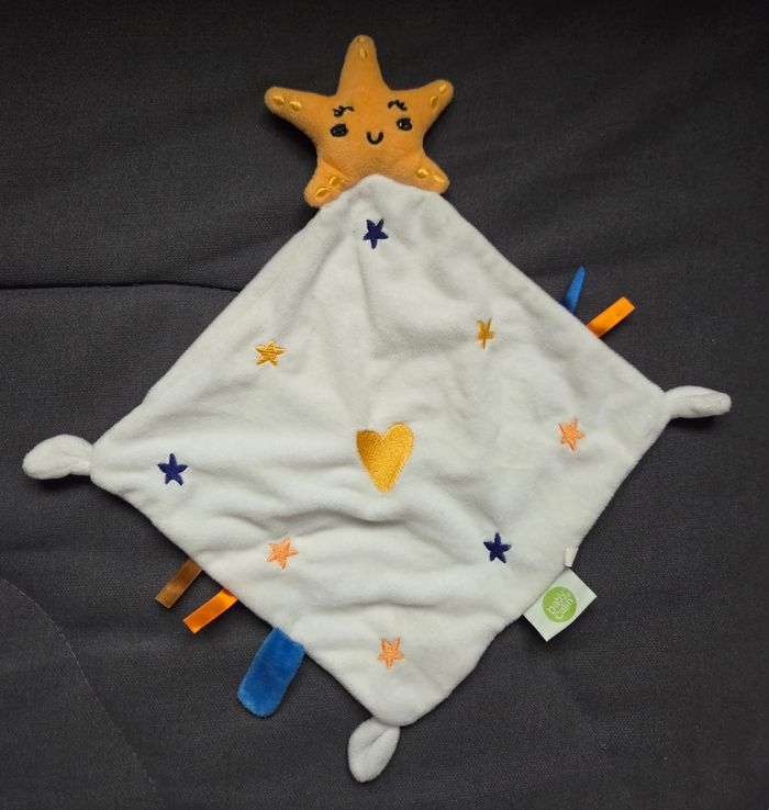 Doudou Etoile jaune - mouchoir blanc coeur - Baby calin