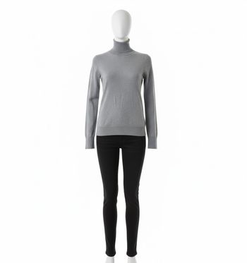 Pull gris col roulé fin