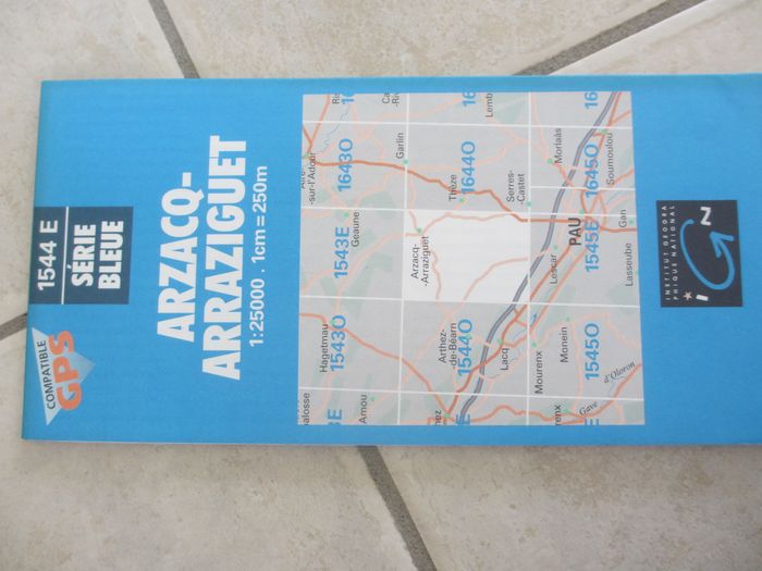 Carte IGN Série bleue 1544 E Arzacq-Arraziguet 1:25000