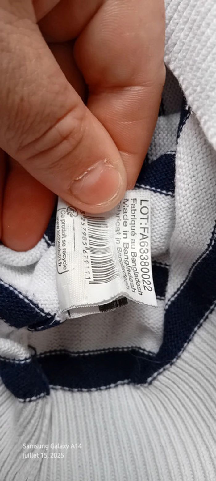 Pull marinière motif cœur marine et blanc femme 38/40 influx - photo numéro 12