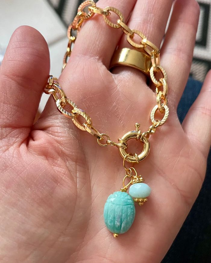 Bracelet amulette scarabée Amazonite - photo numéro 2