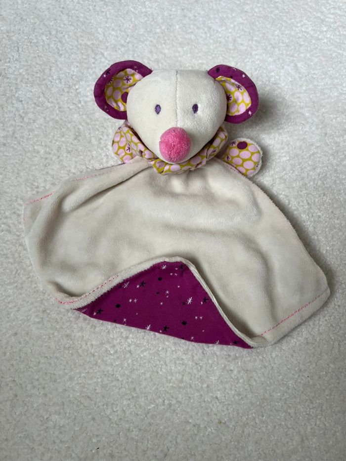 Doudou plat souris rose Vertbaudet