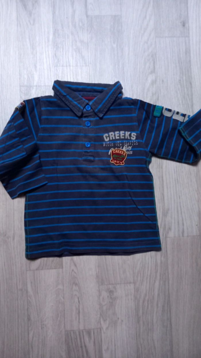 Polo rayé à manches longues