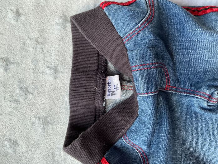 jean bleu bandes rouge taille élastique 3 mois absorba - photo numéro 6