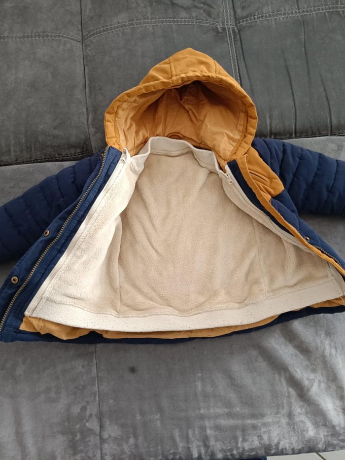 Blouson garçon chaud vertbaudet bleu marine et marron avec doublure 3 ans - photo numéro 6