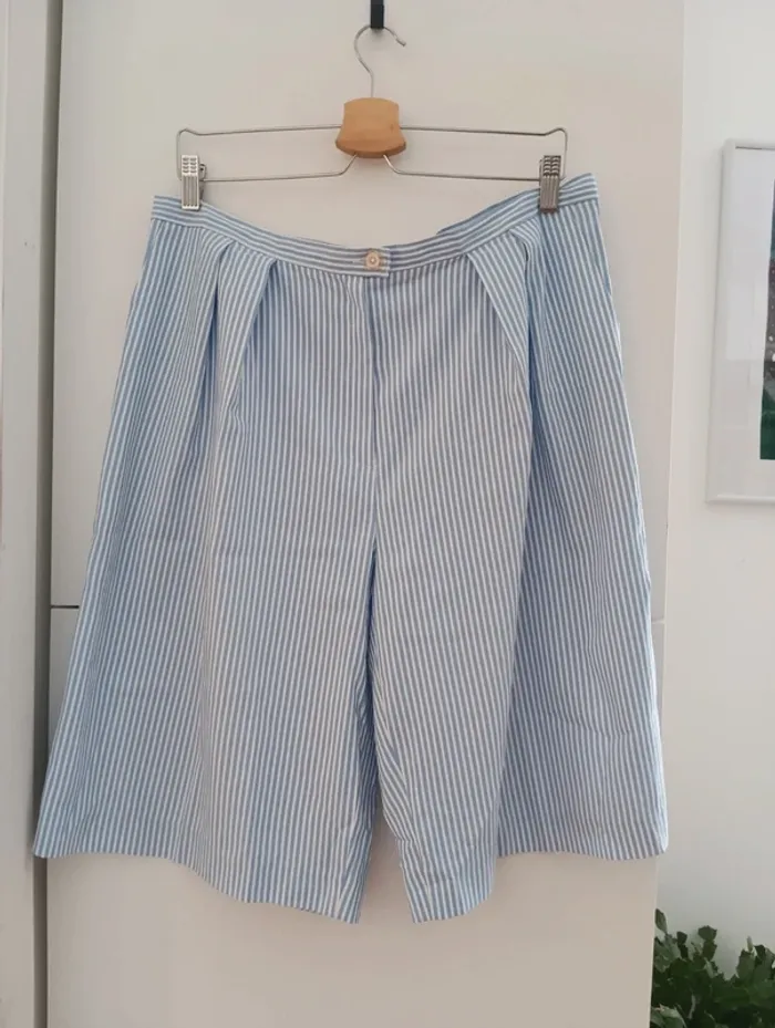 Bermuda vintage fluide rayures Bleu/blanc