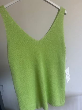 Débardeur vert pomme pailleté T.U