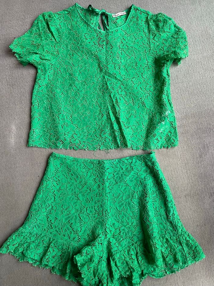 Ensemble dentelle vert Zara - photo numéro 4