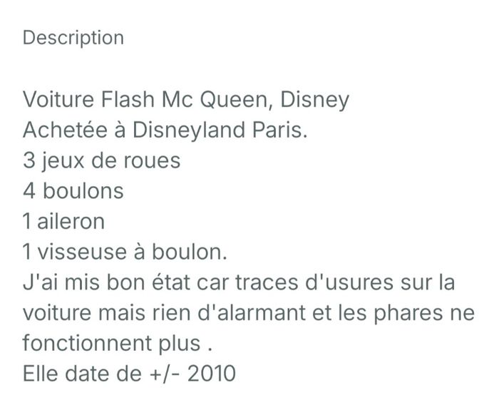 Voiture Flash Mc Queen,  Disney - photo numéro 10
