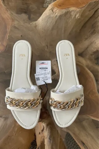 Sandales mules claquettes neuf Zara beige