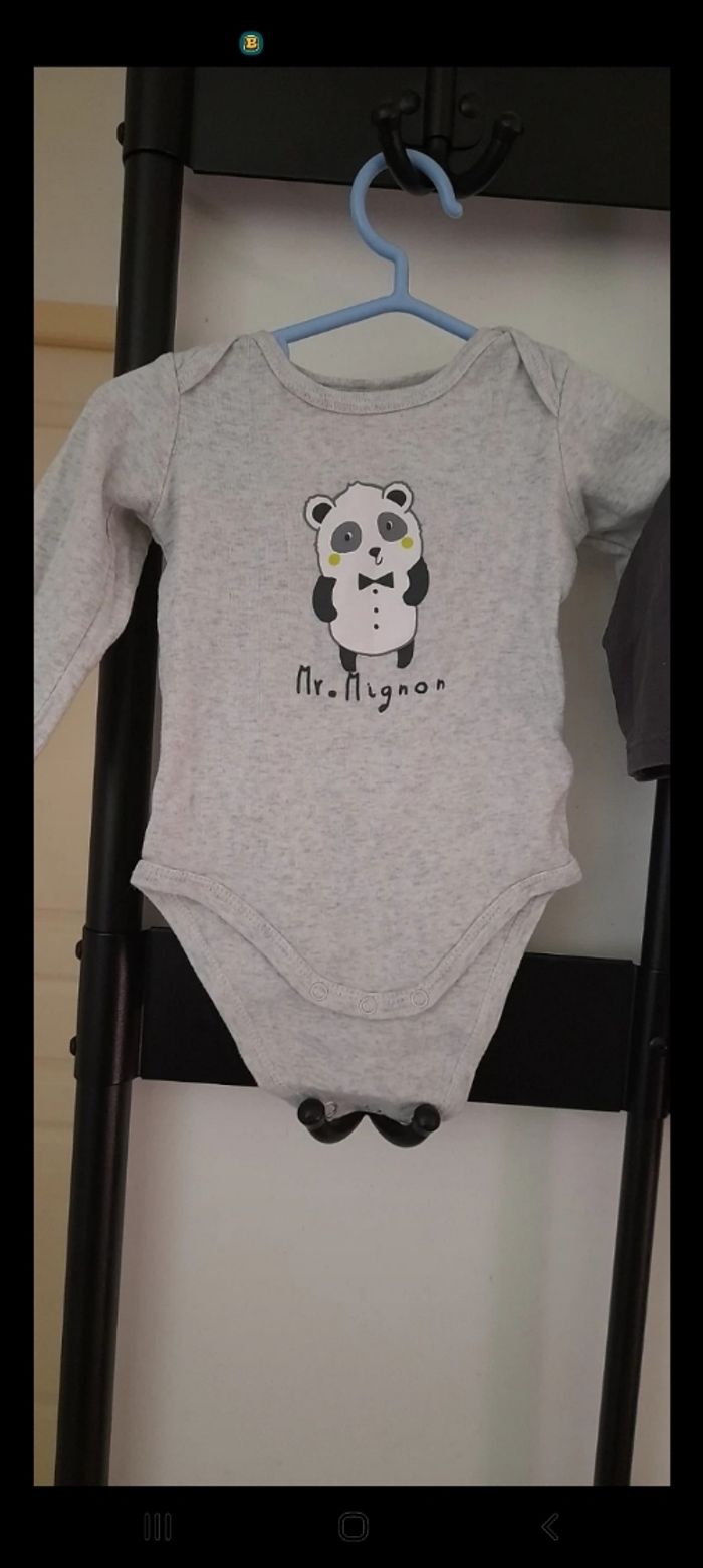Lot de 2 bodies manches longues taille 9 Mois - photo numéro 2