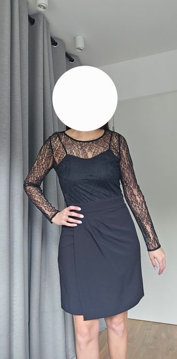 Robe chic, noir et dentelle, taille 36, Morgan