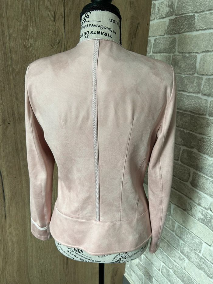 Veste cintrée vintage satinée rose poudré taille 38 - photo numéro 3