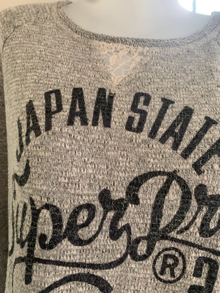 Pull Superdrytaille40 gris dentelle - photo numéro 3