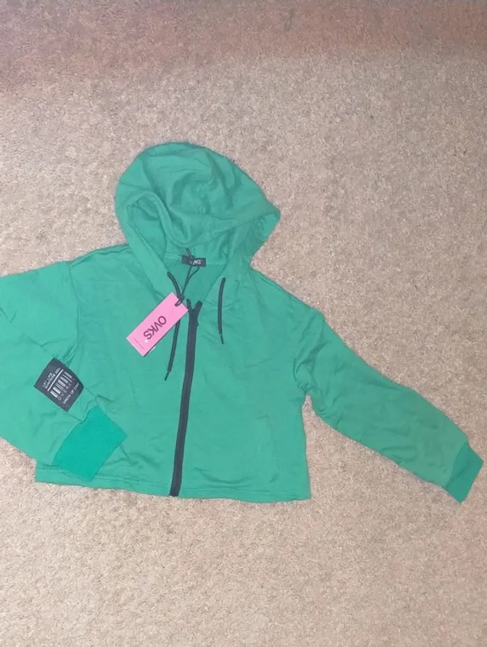Sweat capuche enfant, coton, vert, OVKS - photo numéro 2