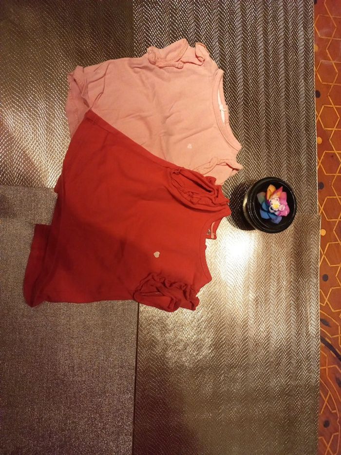 LOT 2 T-shirts coton bio 1 mois