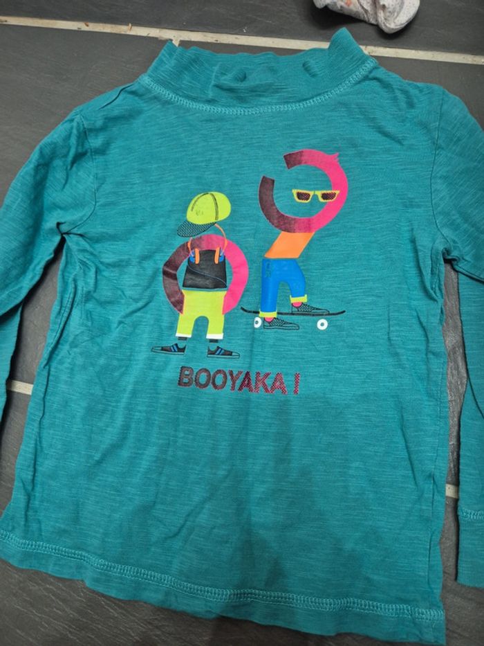 T shirt turquoise col haut - photo numéro 2