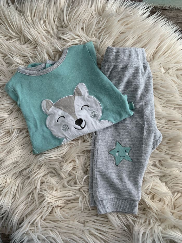 Pyjama turquoise et gris