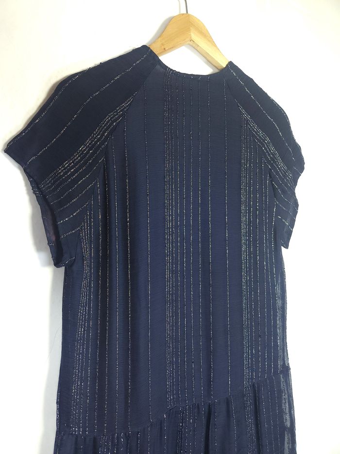Robe Zadig & Voltaire "Racy Metal" Bleu Marine Rayures Dorées - Taille M - photo numéro 7