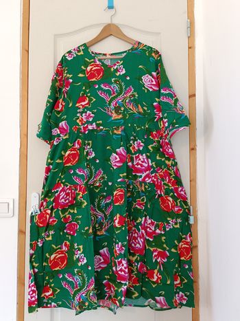Robe floral vert rouge 46 3XL