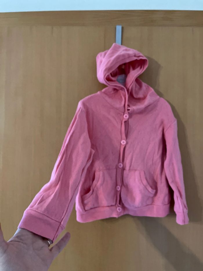 Gilet à capuche motifs cœurs taille 2 ans - photo numéro 2