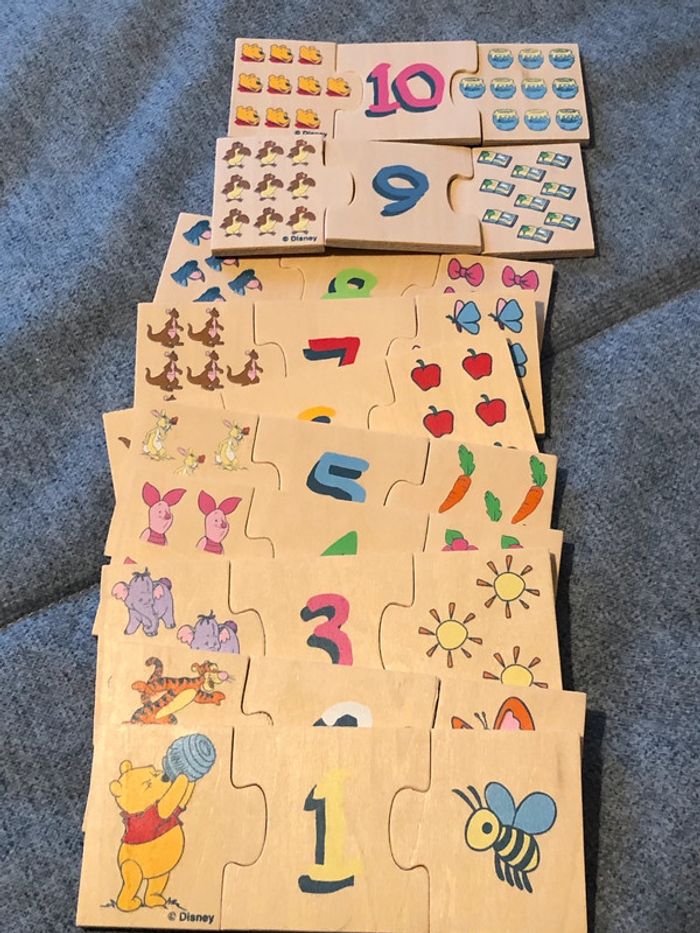 Jeu de mémoire puzzle chiffre en bois Winnie L’ourson - photo numéro 3