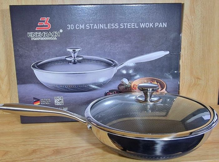 Wok inox 30 cm avec couvercle – Tous feux – Qualité pro