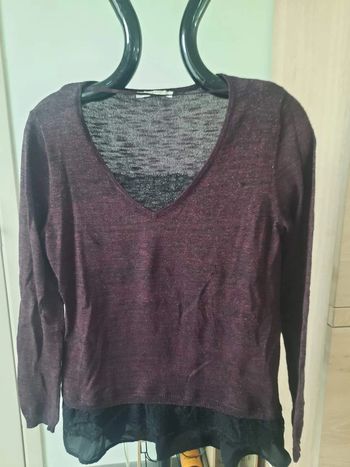Petit pull camaieu femme mauve à pailettes taille M